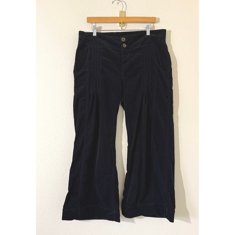 Wearables Black Corduroy Wide Leg Pintuck Pleated Pants Size Medium Academia